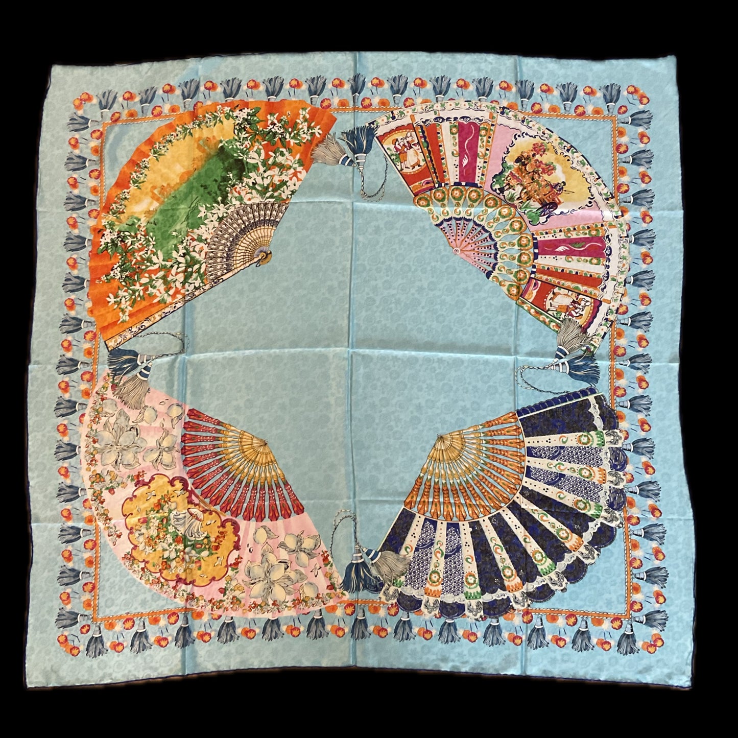 Large Blue Silk Scarf