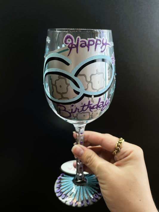 "Sixty & Stylish" Wine Glass