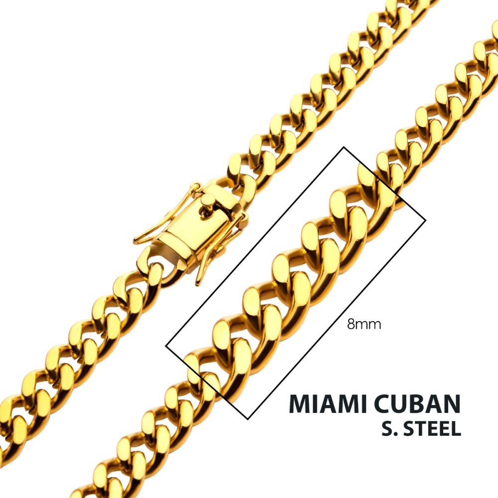 Stainless Steel Miami Cuban Chain Necklace 8mm