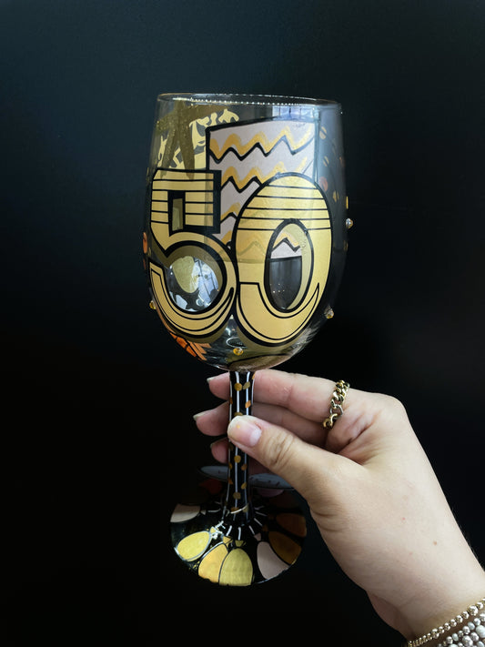 "Cheers to Fifty years" Wine Glass