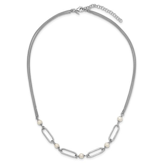 Oval Link Necklace with Freshwater Pearls