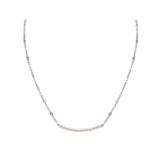 Silver Chain with Pearl Bar