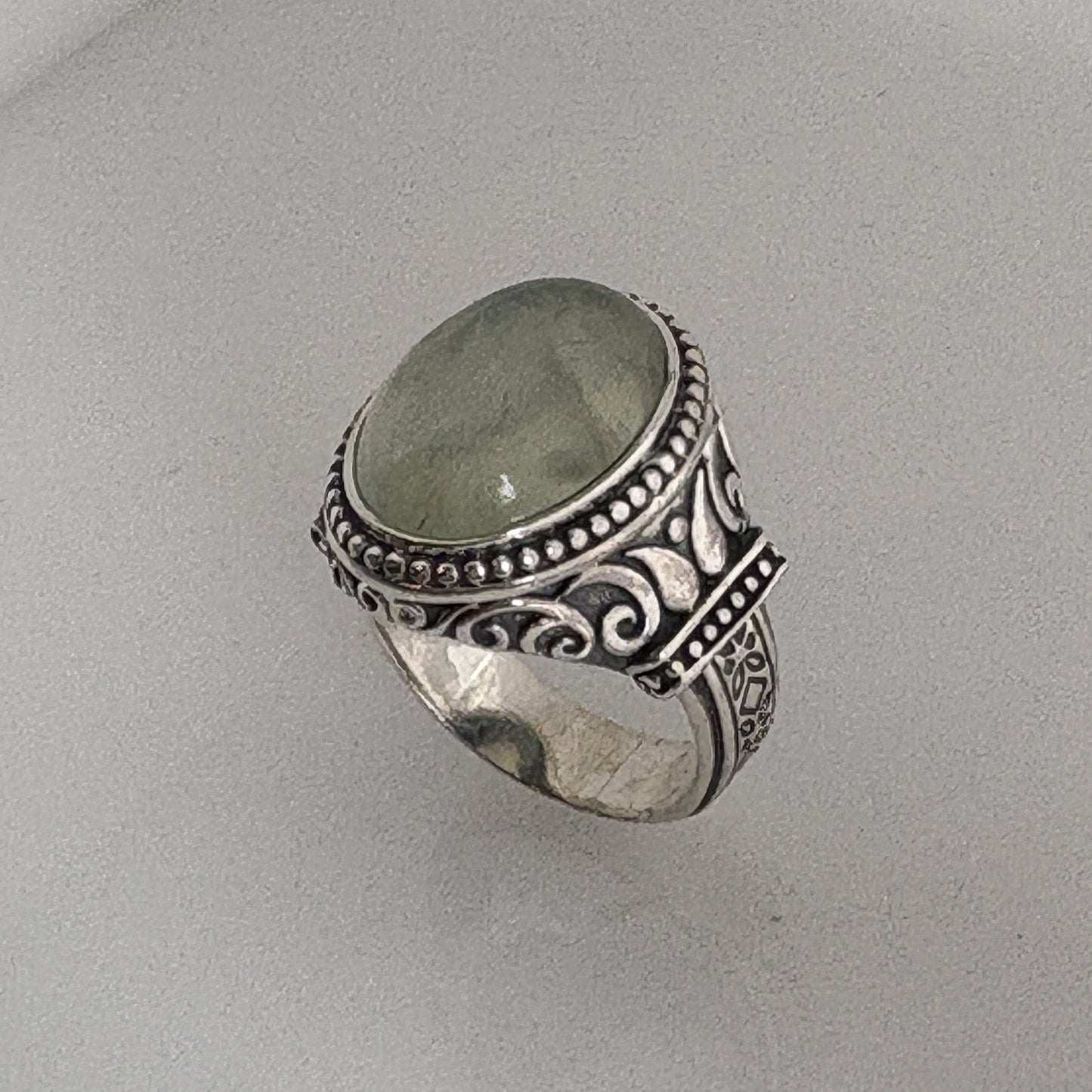 Natural Prehnite Ring
