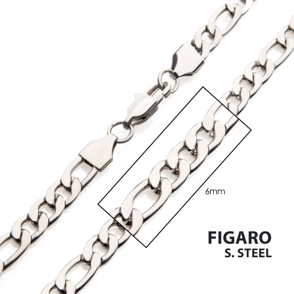 Stainless Steel Figaro Chain 6mm