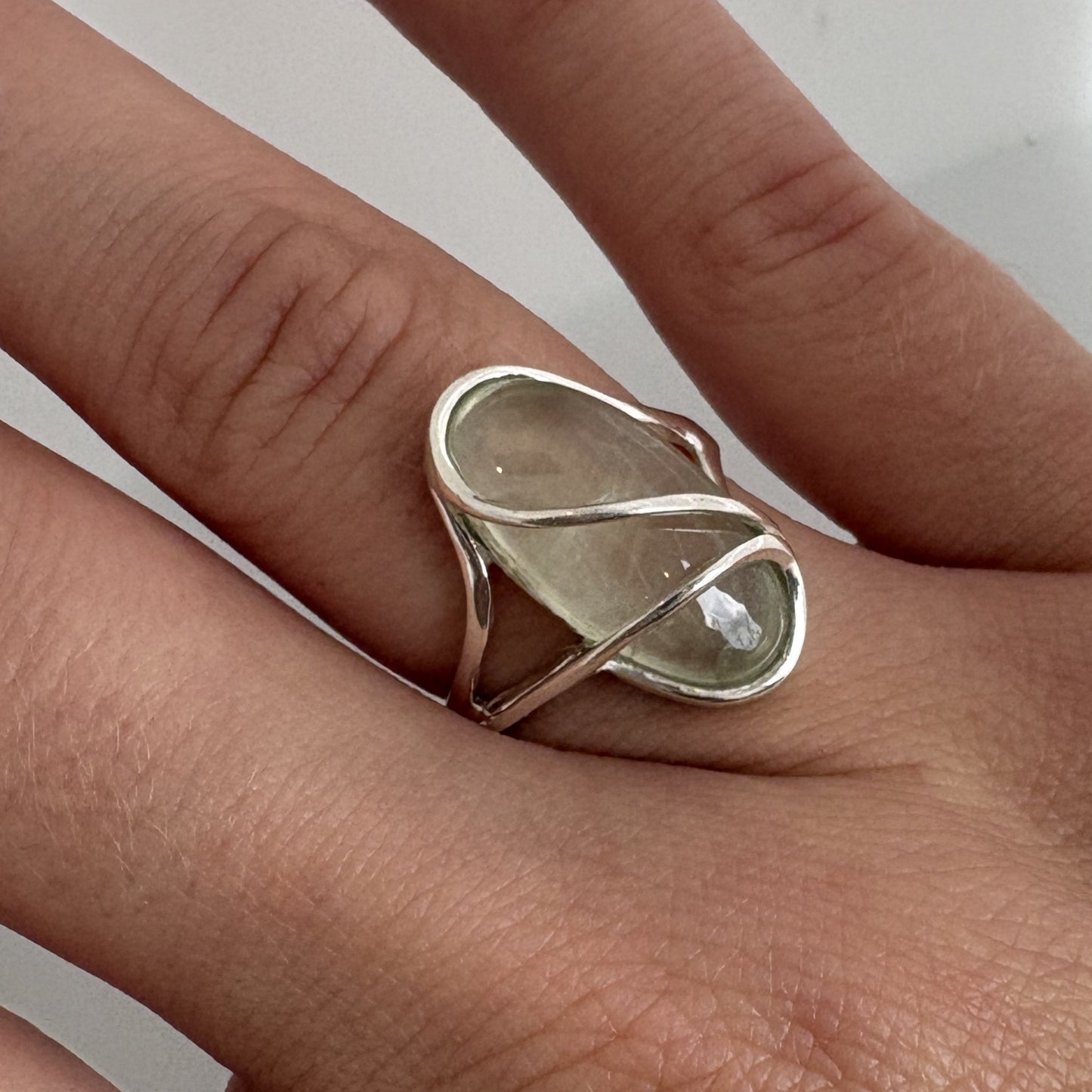 Prehnite Free-Form Ring