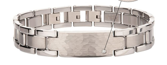 Tungsten Carbide Hammered ID Link Bracelet