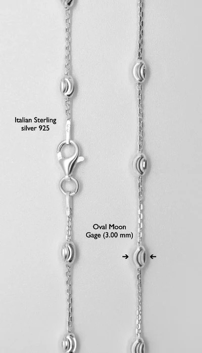 Cable Link chain Anklet with Moon Beads 10"