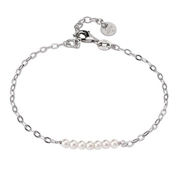 Silver Bracelet with Pearl Bar