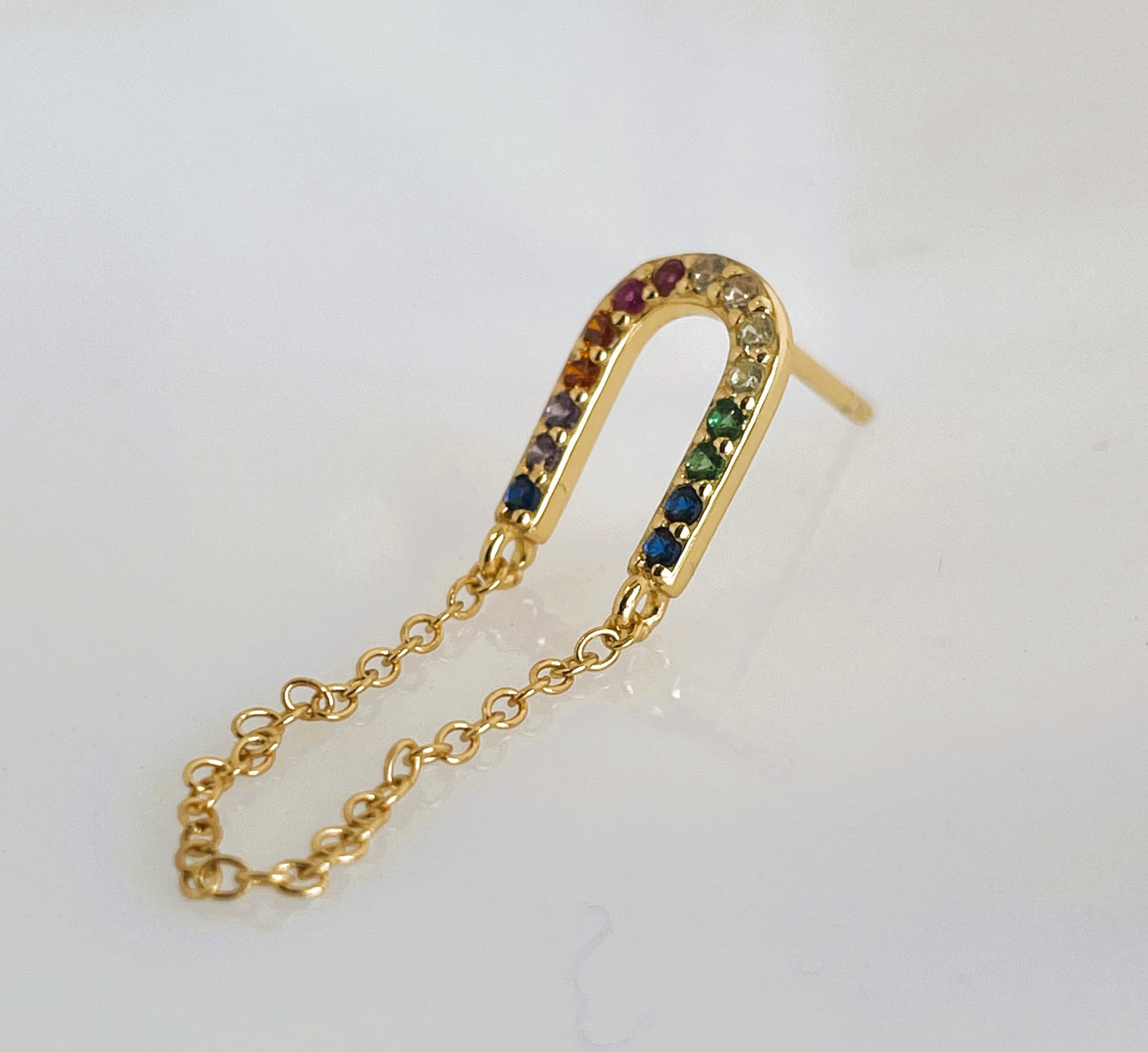 Multi-Colored Dangle Chain Earrings