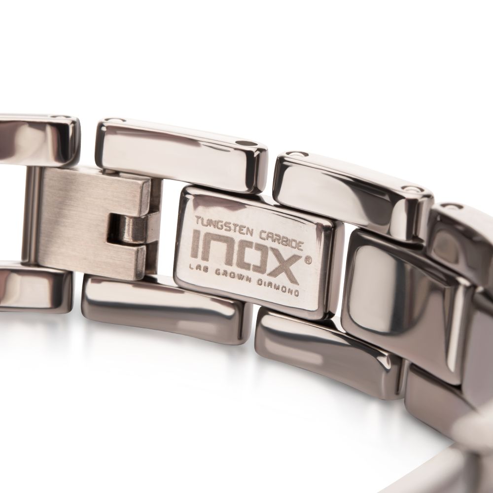 Tungsten Carbide Hammered ID Link Bracelet