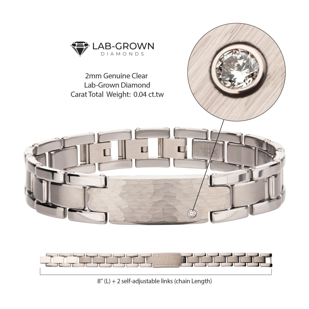 Tungsten Carbide Hammered ID Link Bracelet