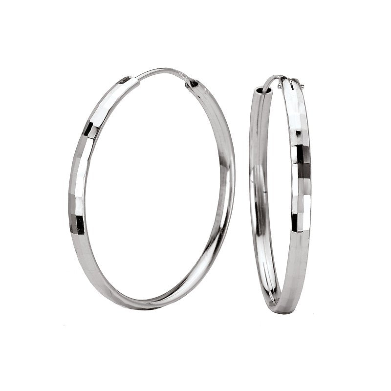 Diamond Cut Silver Hoops