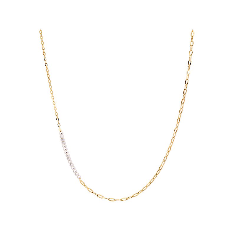 Paper clip chain with Pearl strand