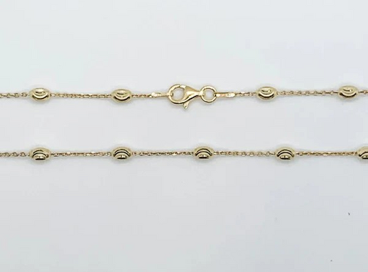 Gold plated Cable Link chain Anklet with Moon Beads 10"